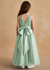 Azazie Cinna Agave A-Line Lace Tulle Dress agave