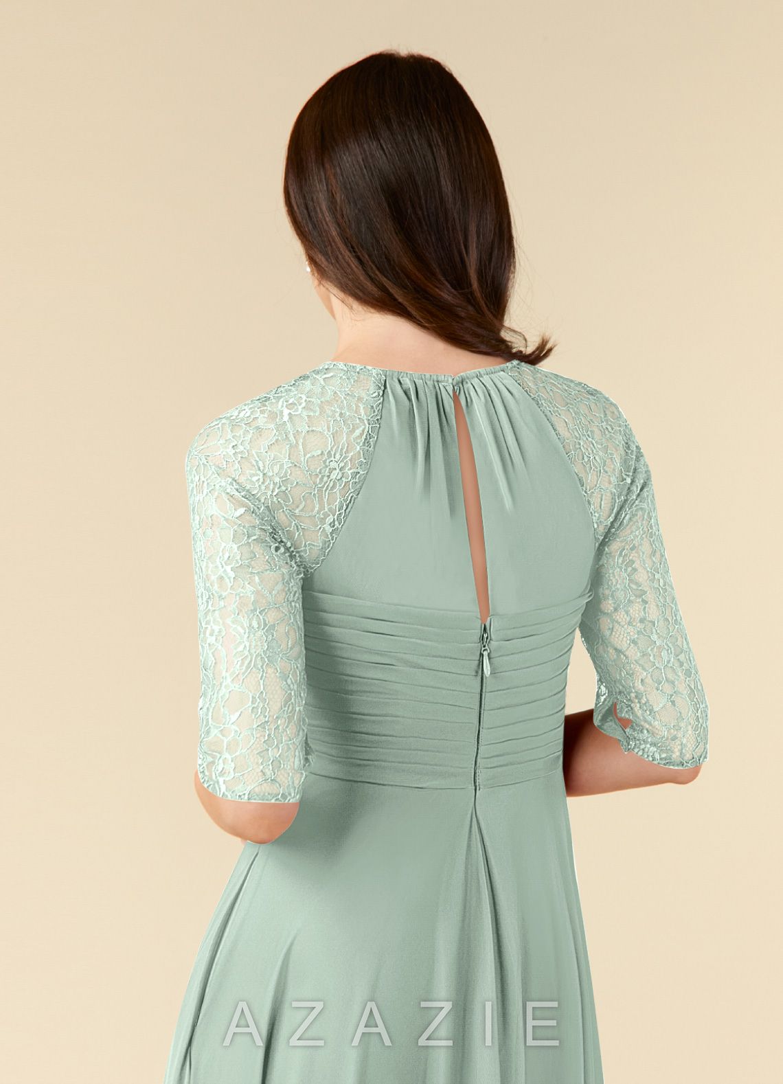 Azazie Gracelyn Agave A-Line Lace Dress agave