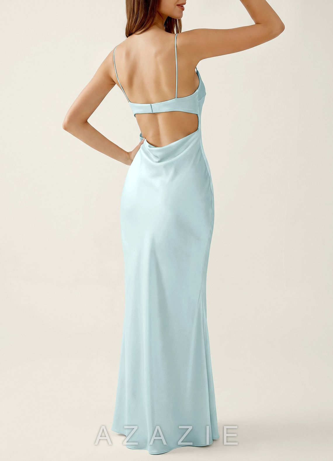 Mariannella Mist Open Back Satin Vacation Dress