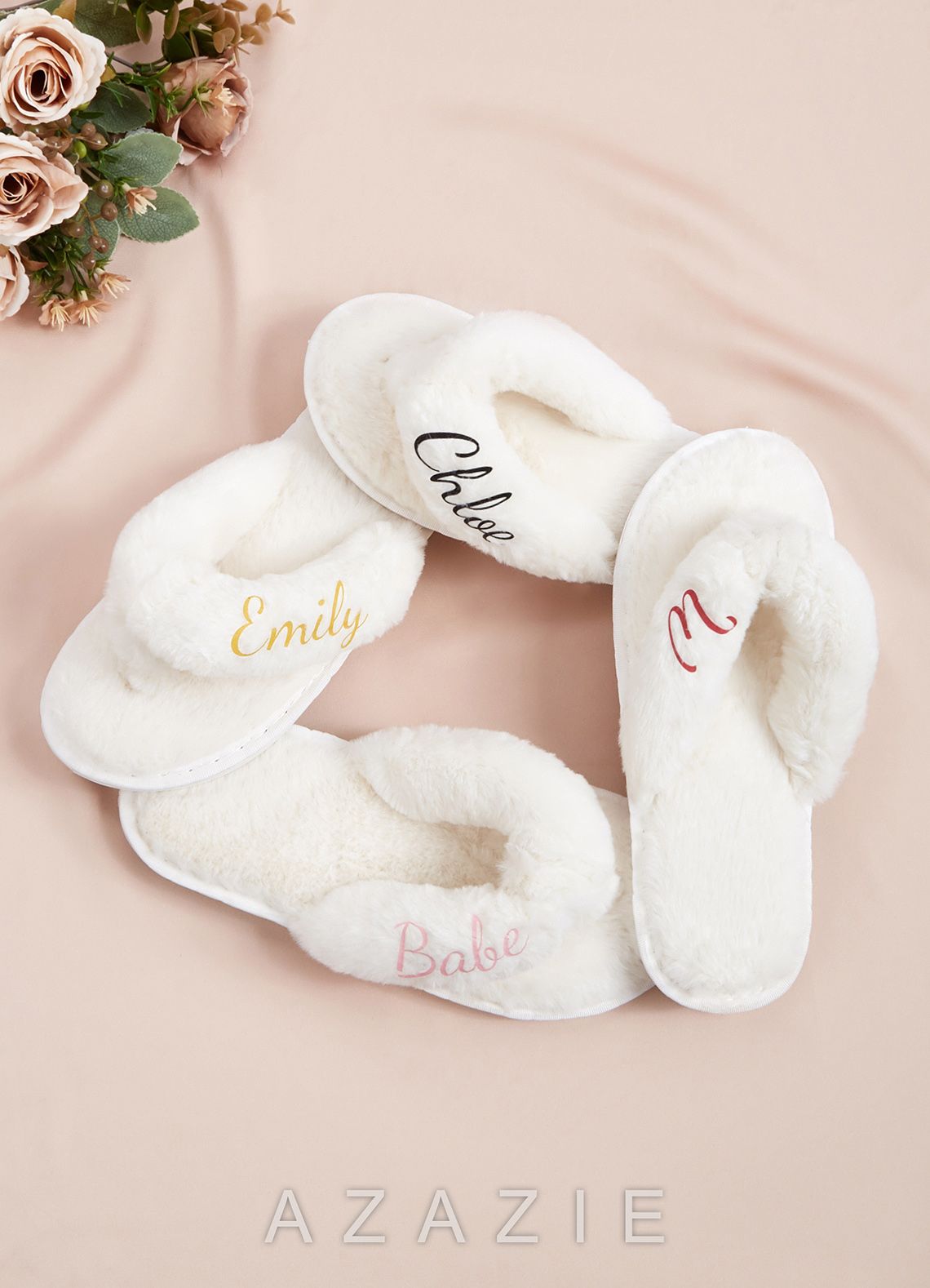 Personalized Bride Bridesmaid Fluffy Slippers