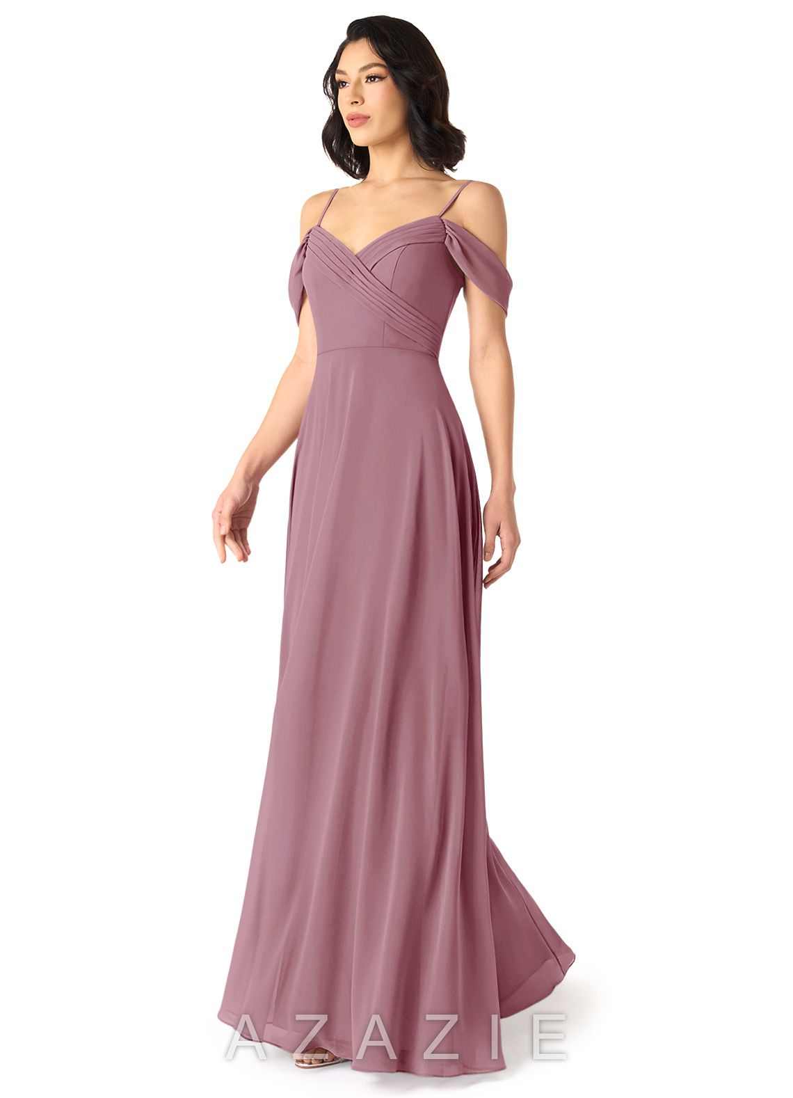 Azazie Tancie Vintage Mauve A-Line Off the Shoulder Chiffon Convertible Dress vintage_mauve