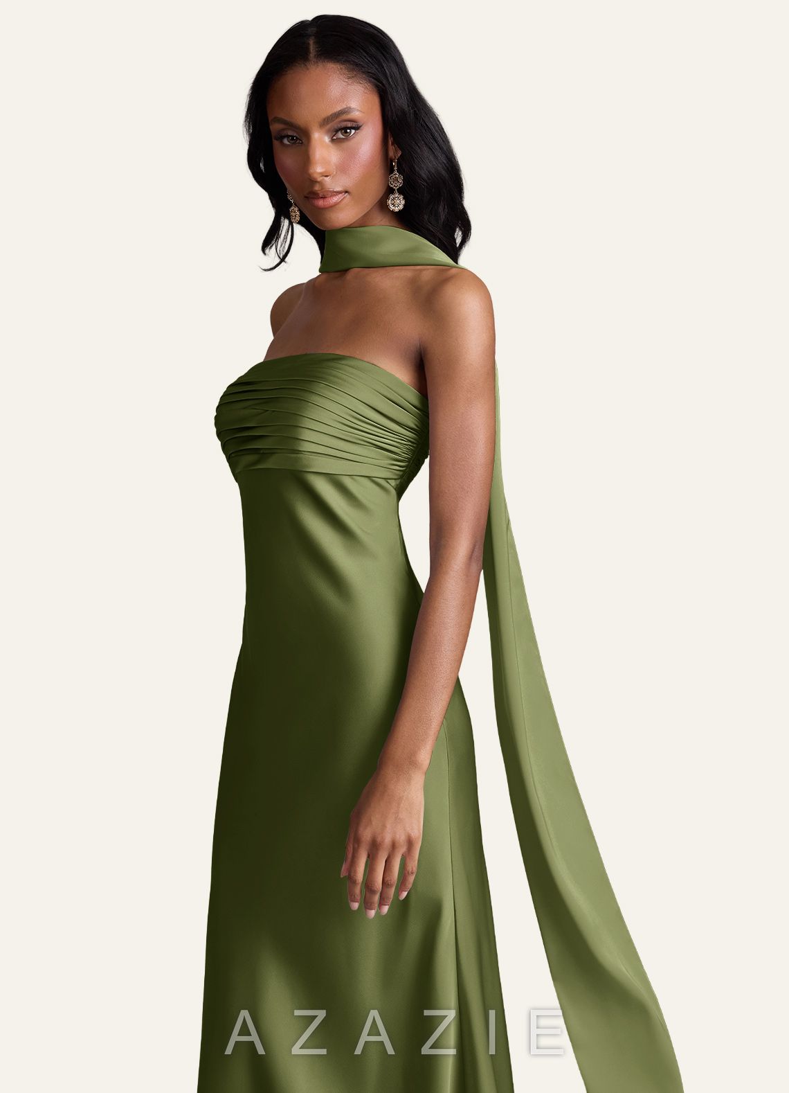 Azazie Matching Color Stretch Satin Scarf