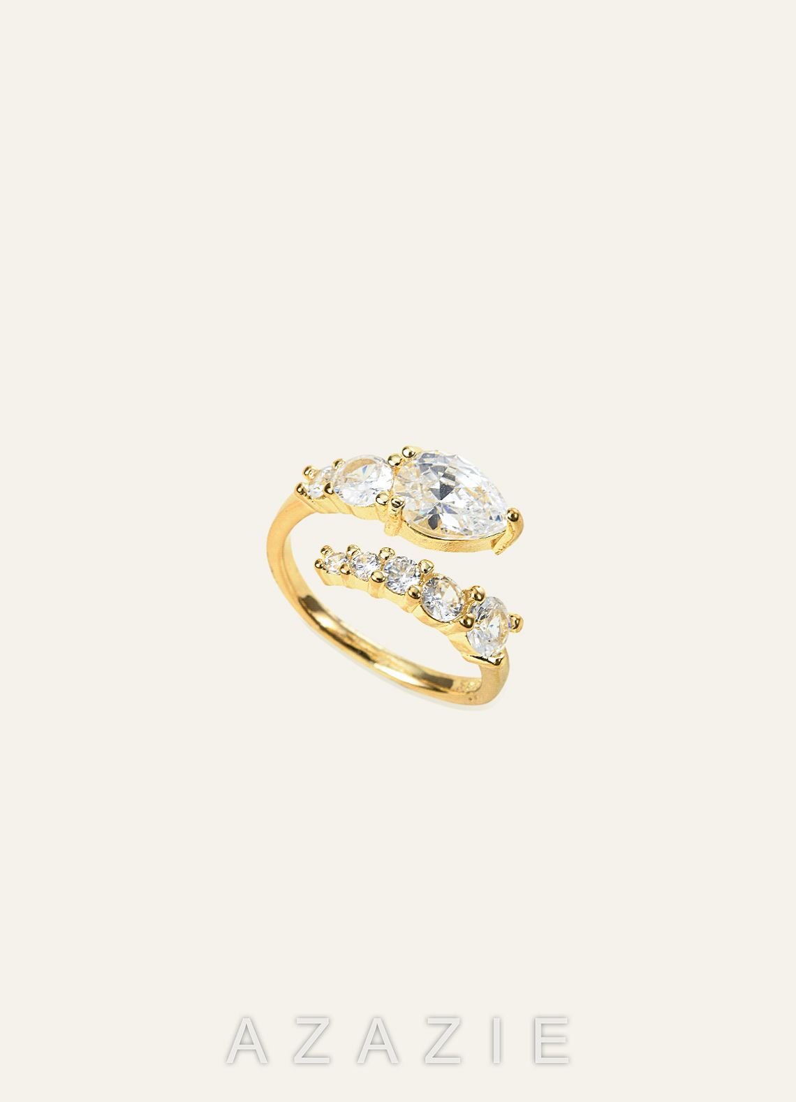 Pear Cut CZ Open Ring