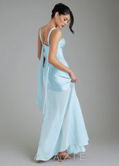 Azazie Piper Sky Blue Mermaid Pleated Stretch Satin Dress sky_blue
