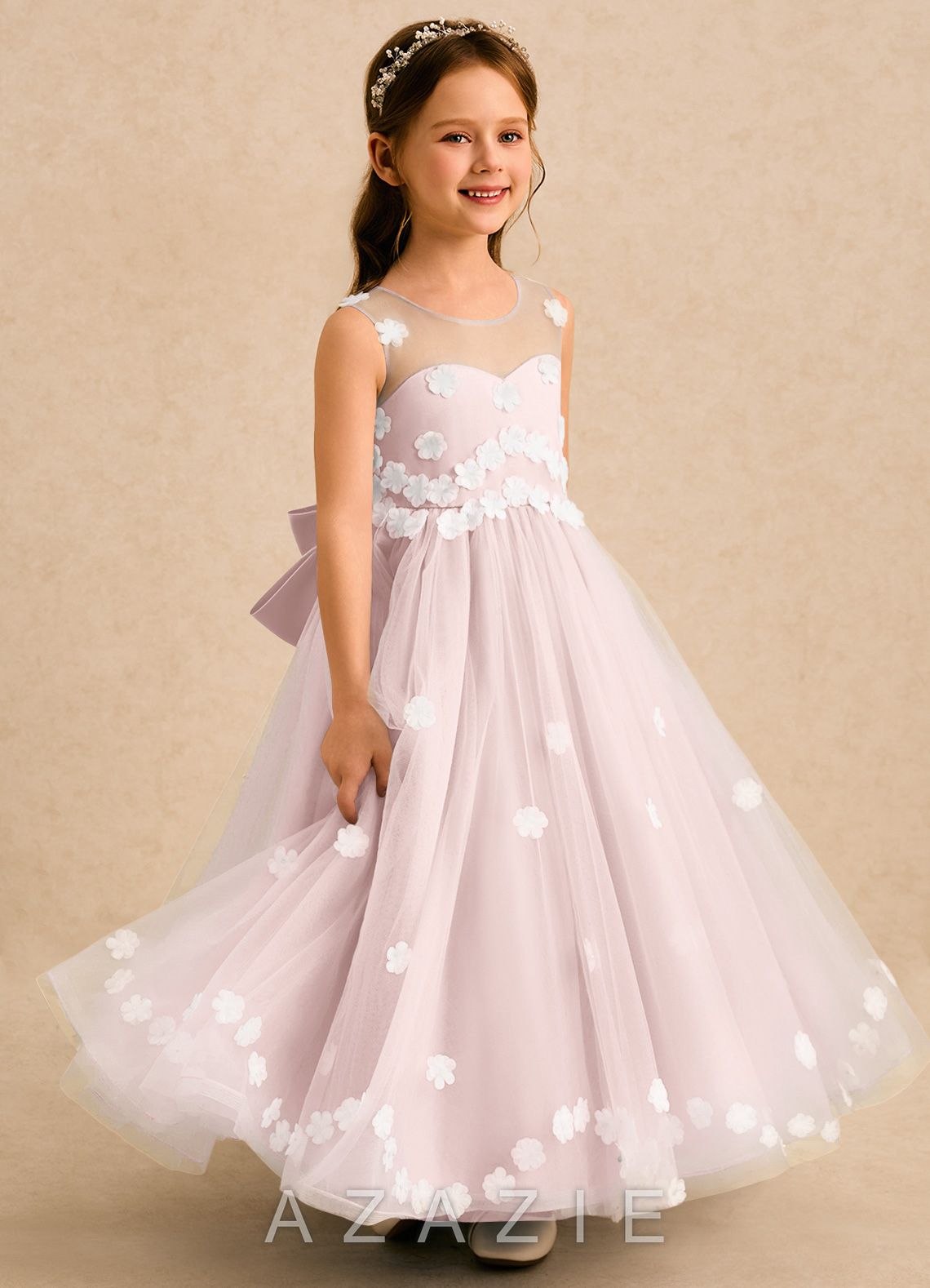 Azazie Sadie Blushing Pink A-Line Sweetheart Neckline Tulle Dress