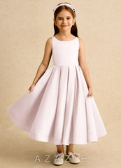 Azazie Babs Blushing Pink Ball-Gown Pleated Matte Satin Dress blushing_pink