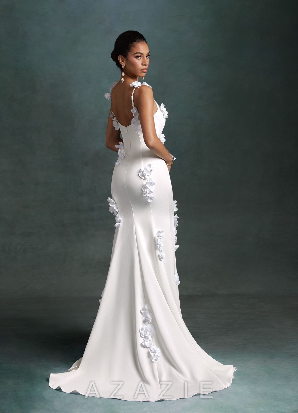 Azazie Jaslyn Diamond White Mermaid Square Neckline Crepe Back Satin Dress diamond_white