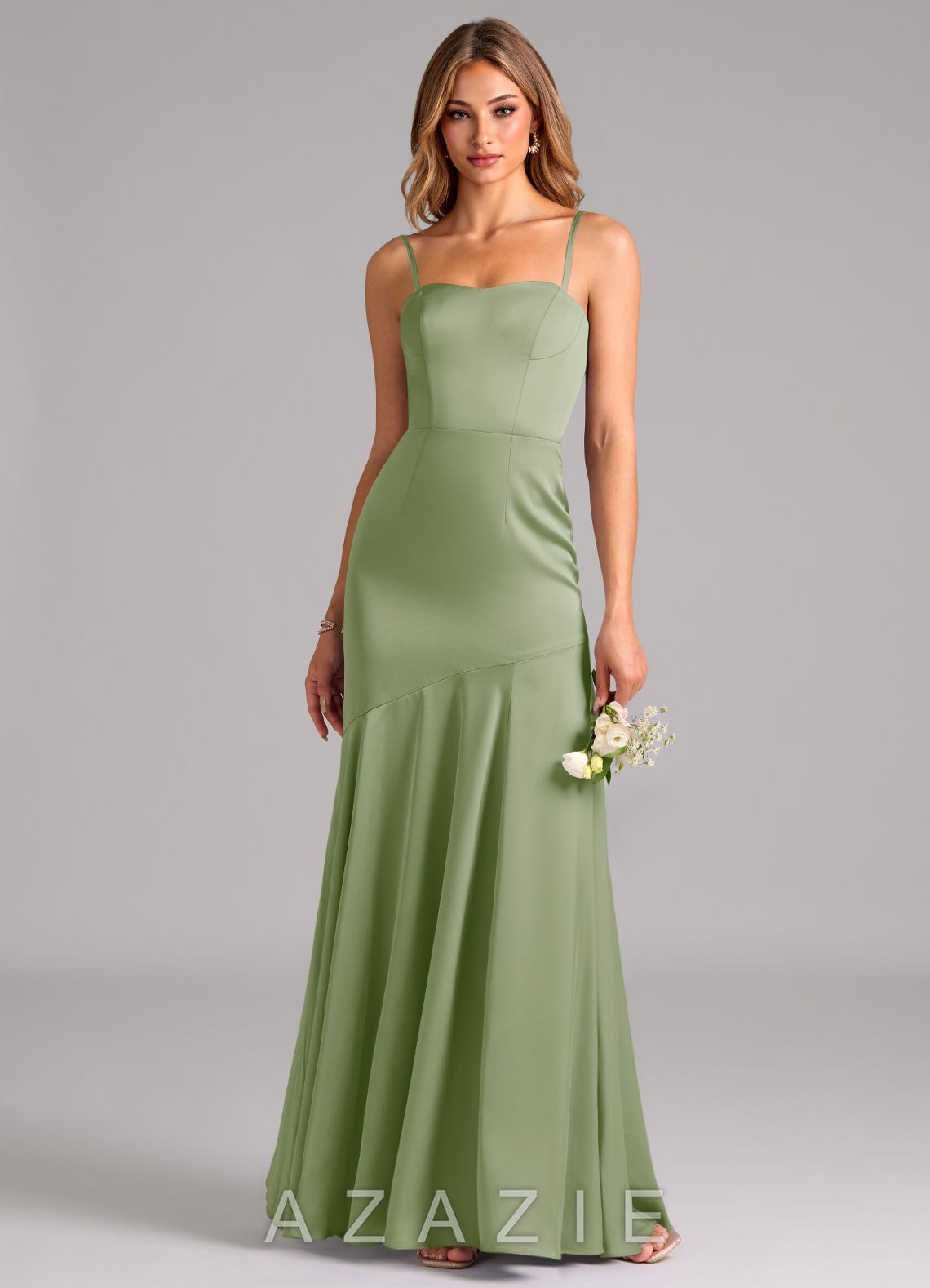 Azazie Shiloh Dusty Sage Mermaid Strapless Stretch Satin Convertible Dress dusty_sage