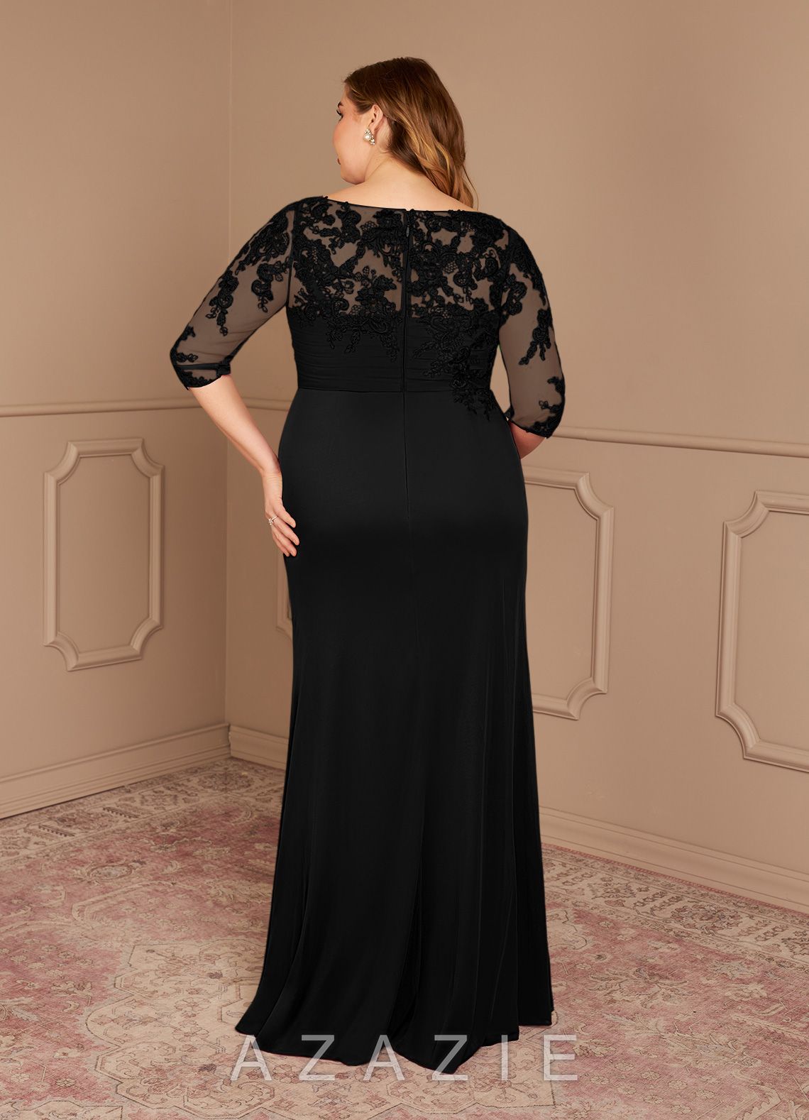 Azazie Alisondra Black Sheath Scoop Lace Lace Dress black