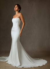Azazie Cherity Diamond White Mermaid Strapless Crepe Back Satin Dress