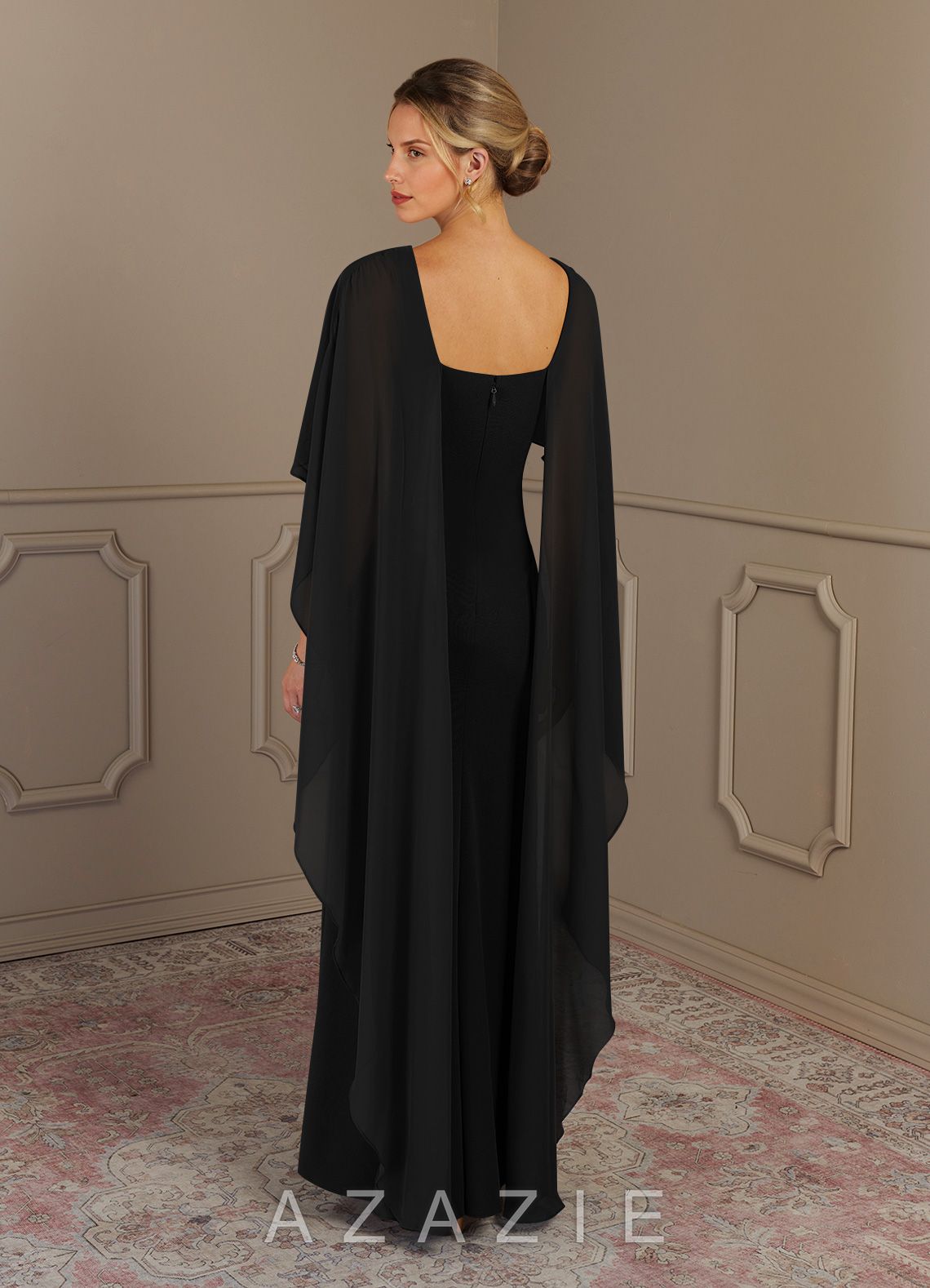 Azazie Dion Black Sheath Scoop Stretch Crepe Dress black
