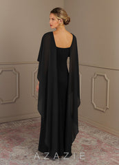 Azazie Dion Black Sheath Scoop Stretch Crepe Dress black