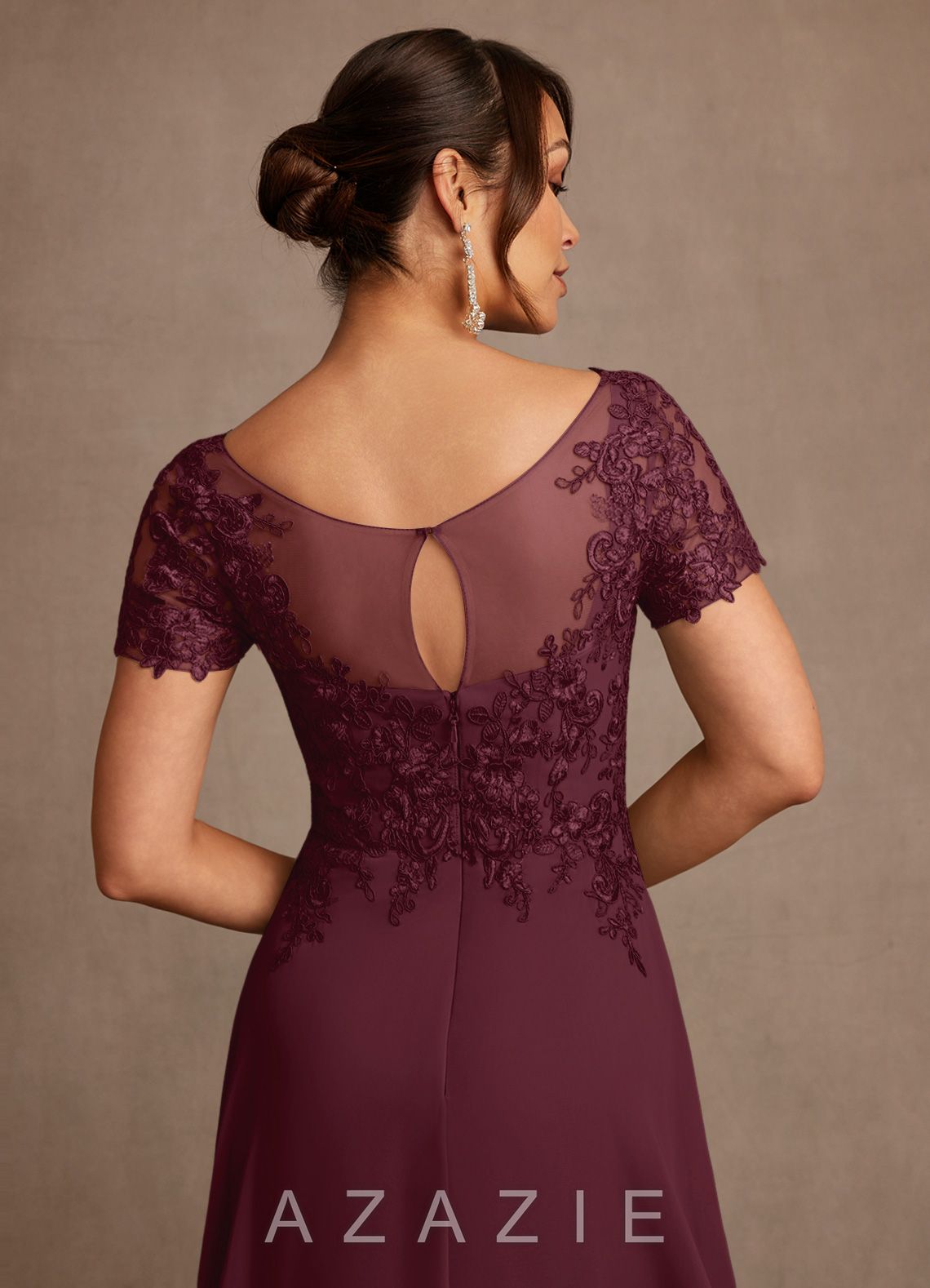 Azazie Alva Cabernet A-Line Lace Dress cabernet