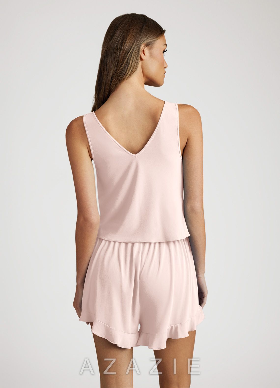 Bamboo Fiber Ruffled Pajama Set  blushing_pink