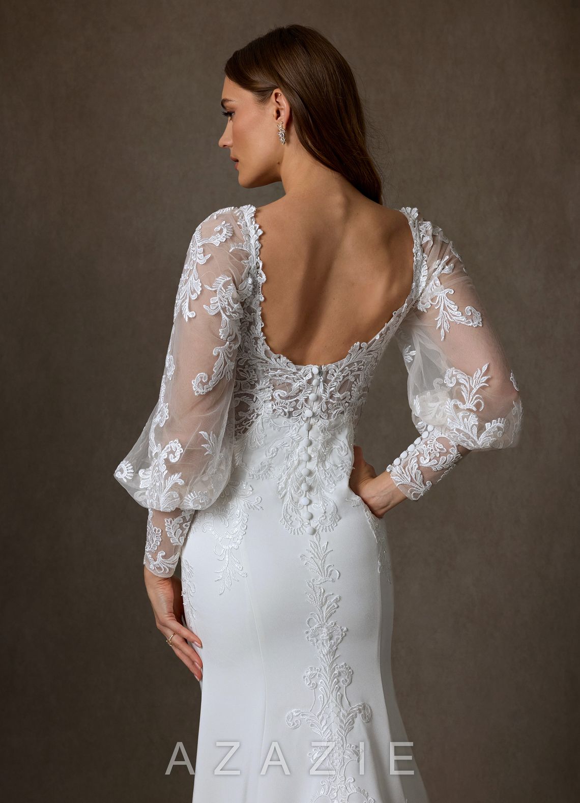 Azazie Isadora Diamond White Mermaid Lace Dress