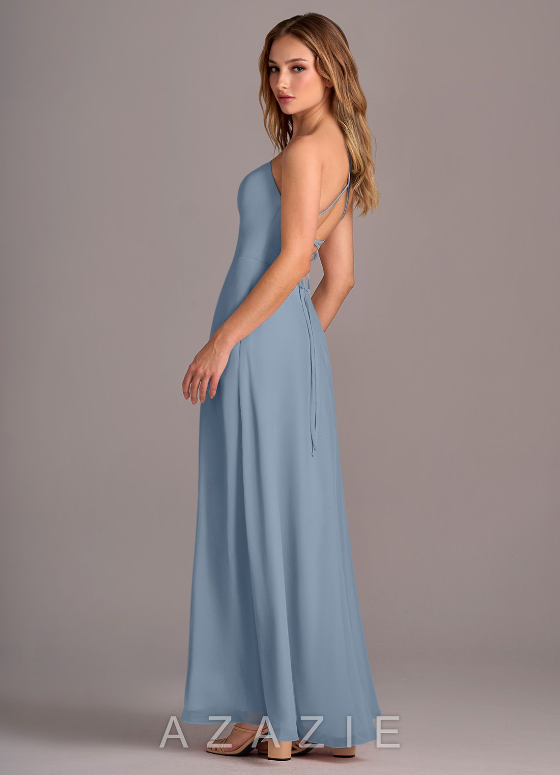 Azazie Mei Dusty Blue A-Line Chiffon Dress dusty_blue