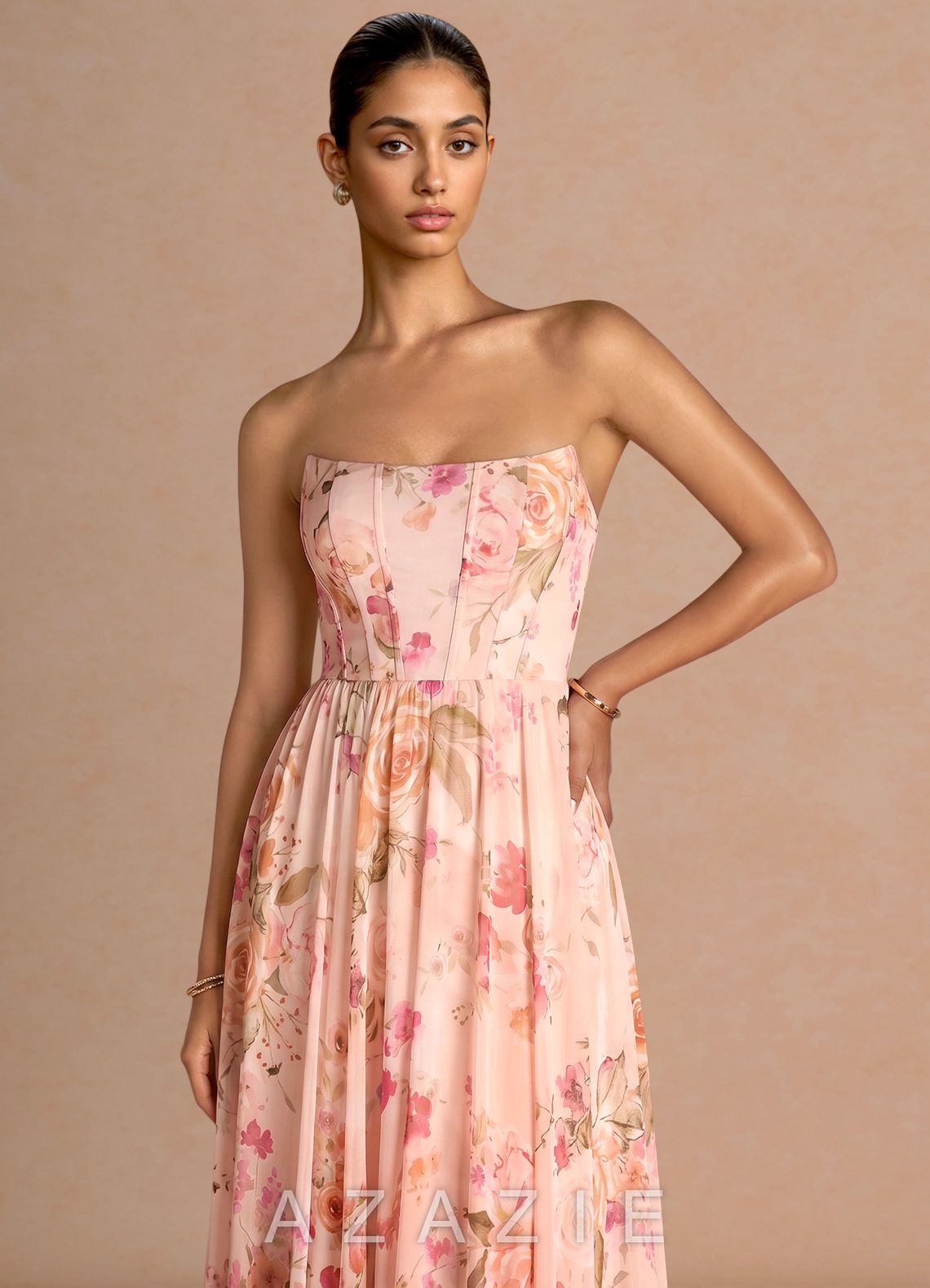 Liorah {color} Maxi Dress  sp_abstract_bouquet_floral_#111401