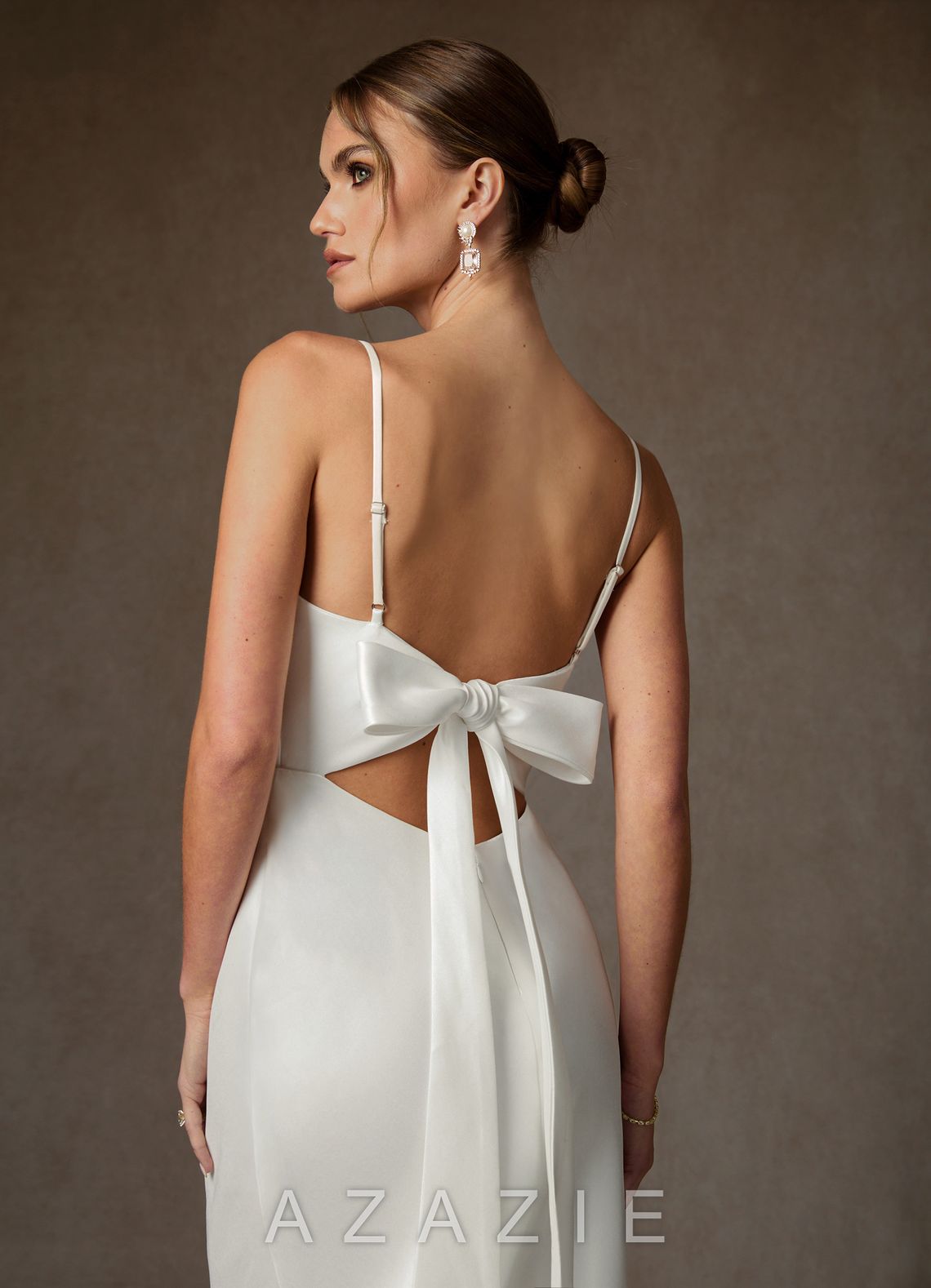Azazie Moriah Diamond White Sheath Stretch Mikado Dress diamond_white