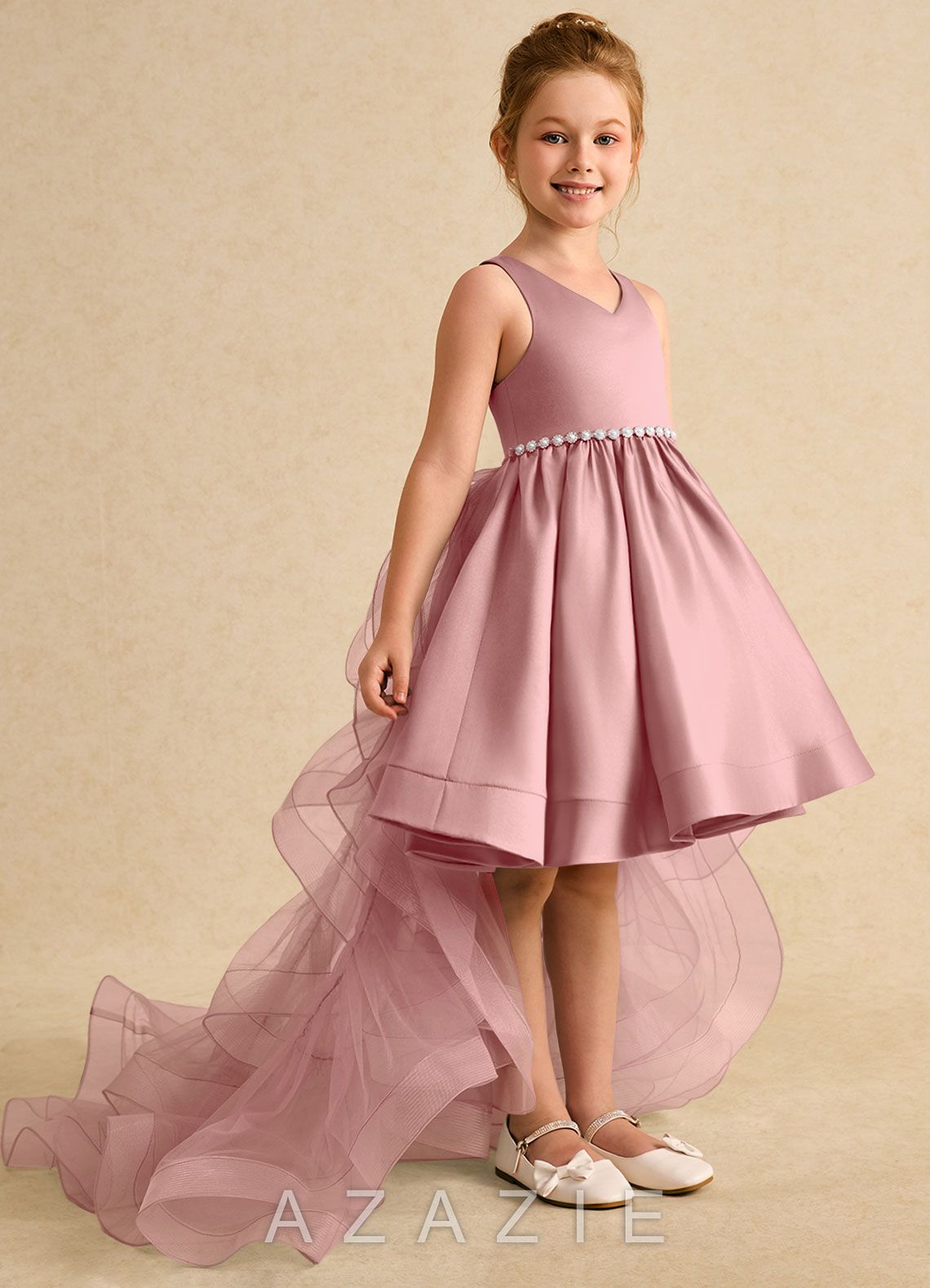 Azazie Julietta Dusty Rose Ball-Gown Convertible Tulle Dress dusty_rose