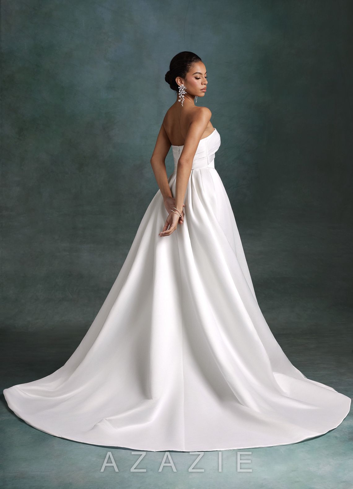 Azazie Francesca Diamond White A-Line Strapless Satin Dress diamond_white