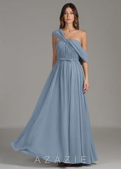 Azazie Nyah Dusty Blue A-Line Off the Shoulder Chiffon Dress dusty_blue