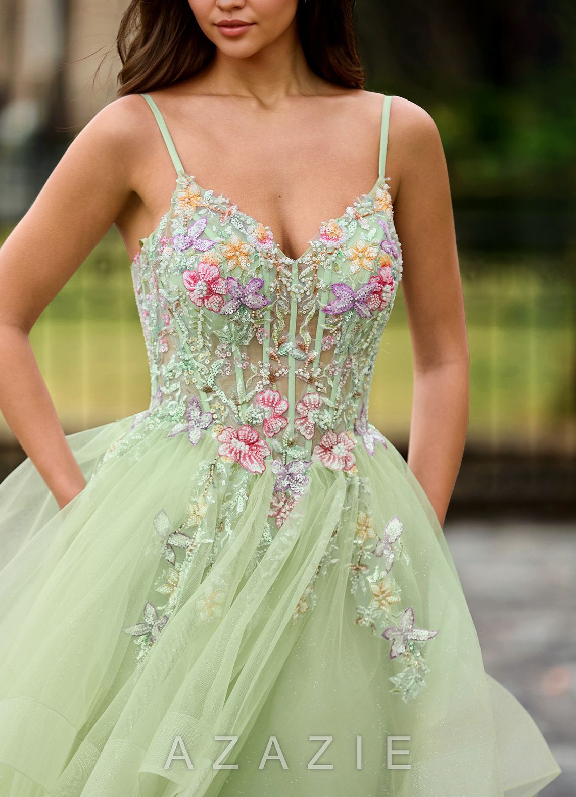 Goartrume Green Mermaid Tulle Prom Dress