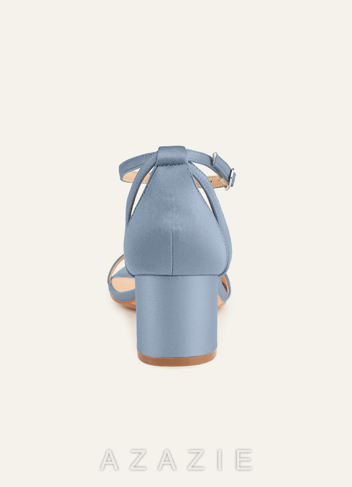 Matching Color Matte Satin Ankle Strap Block Heels  dusty_blue