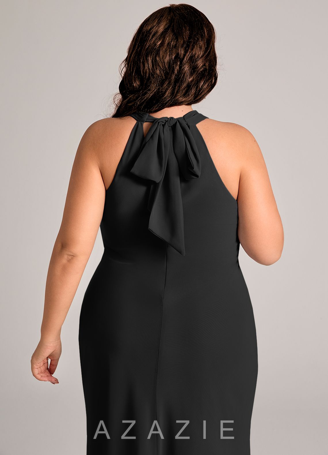 Azazie Doretta Black Mermaid Pleated Chiffon Dress black