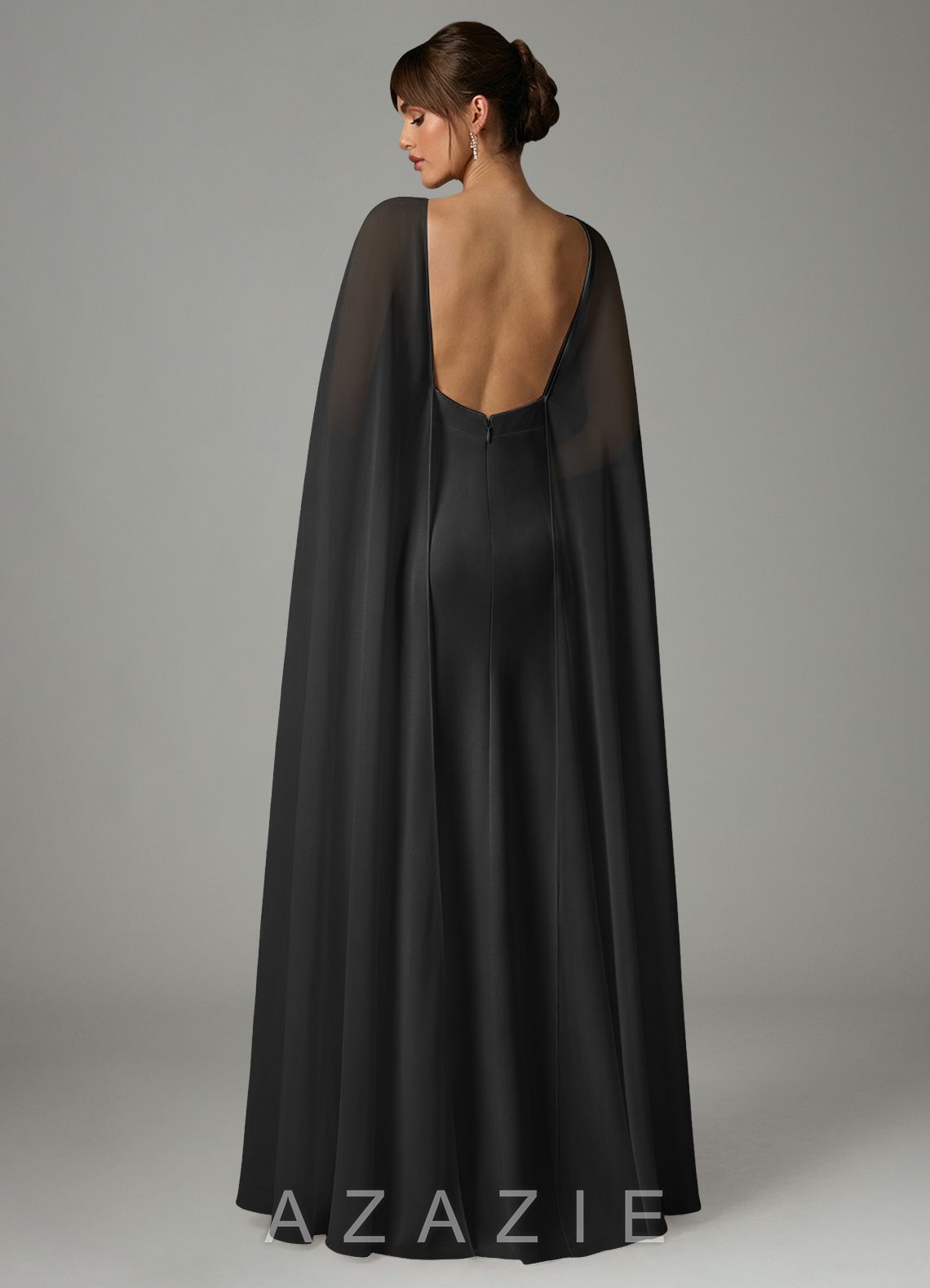 Azazie Stefania Black A-Line Stretch Satin Dress black