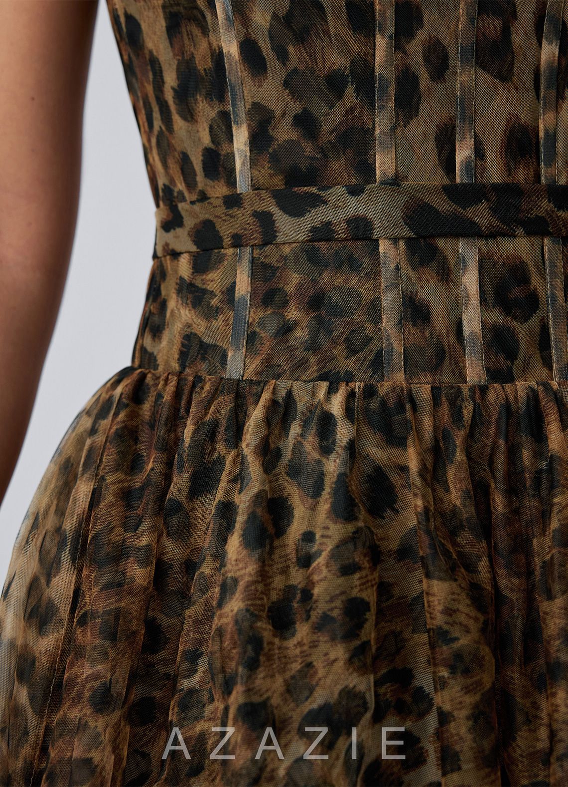 Mapalo Leopard Corset Print Tulle Ruffles A Line Mini Dress
