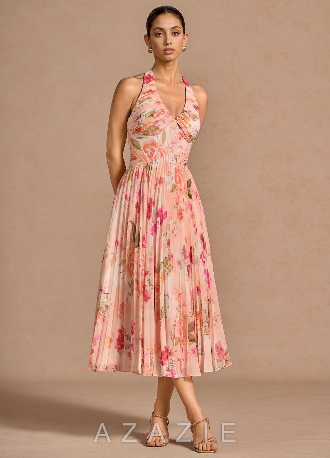 Idunn {color} Midi Dress  sp_abstract_bouquet_floral_#111401