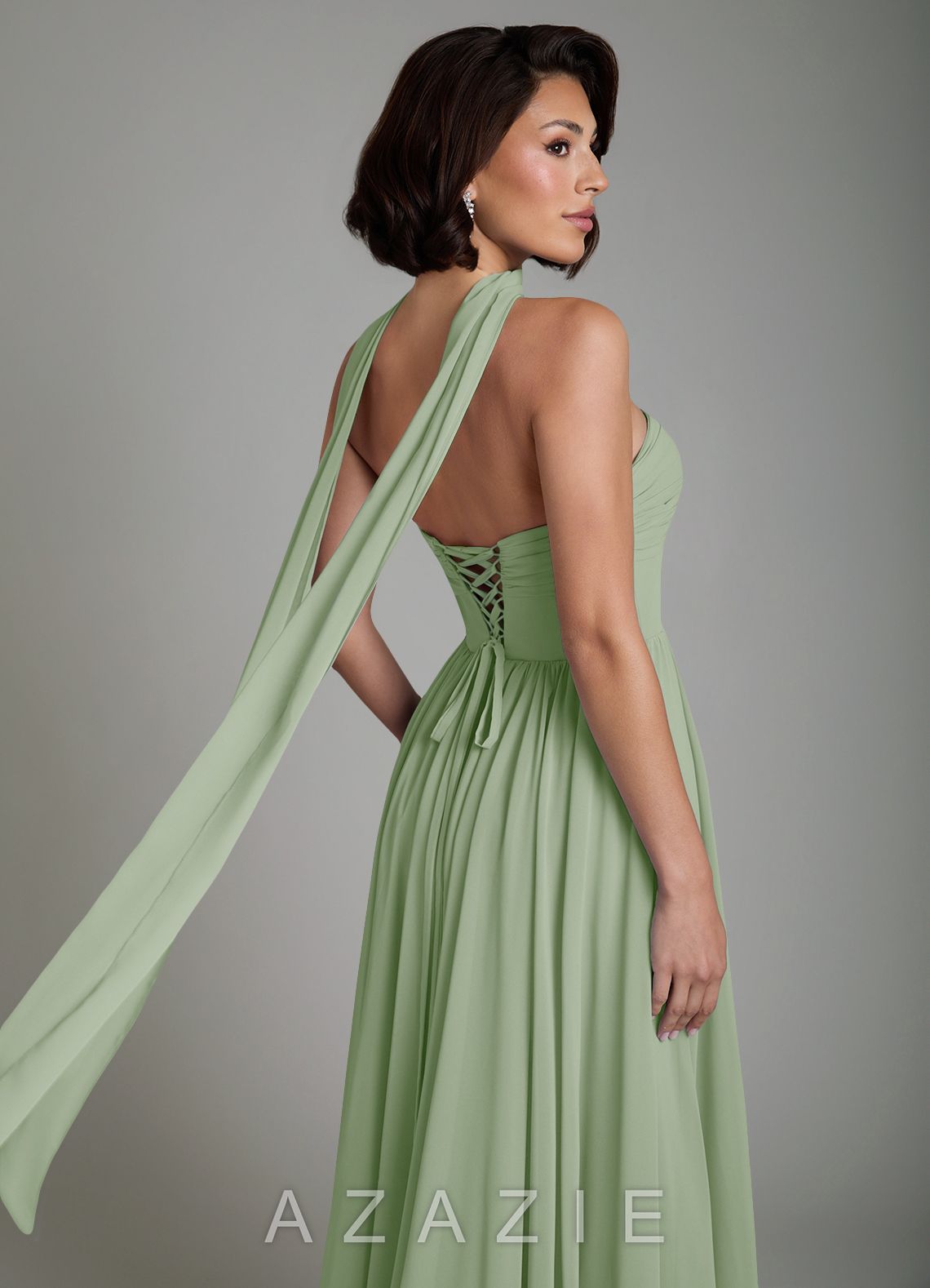 Azazie Petra Dusty Sage A-Line Corset Chiffon Dress dusty_sage