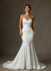Azazie Lanelle Diamond White Mermaid Crepe Back Satin Dress
