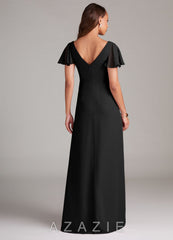 Azazie Soren Black A-Line Ruched Chiffon Dress black