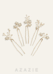 Rhinestone Floral Cluster Hairpin Set  gold