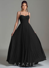 Azazie Catie Black A-Line Sweetheart Neckline Chiffon Dress black