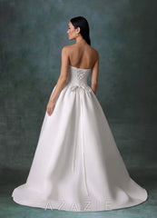 Azazie Melinda Diamond White Ball-Gown Strapless Satin Dress diamond_white