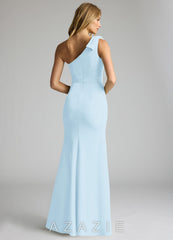 Azazie Rinna Sky Blue Mermaid One Shoulder Stretch Crepe Dress sky_blue