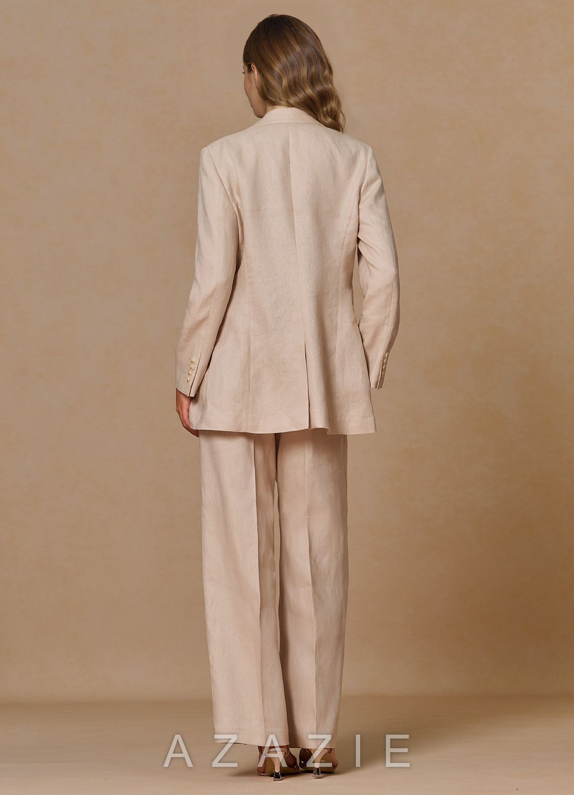 Belicia Tan 100% Linen 2-Piece Suit