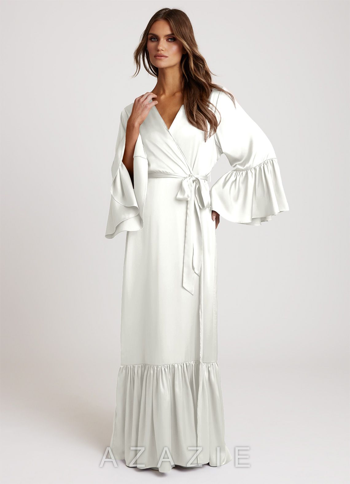 Long Bridal Ruffle Robe