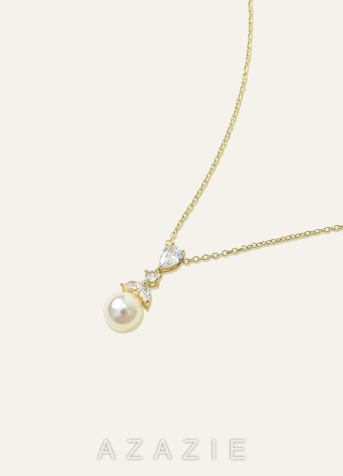 Pear Cut Pearl Drop Necklace