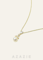 Pear Cut Pearl Drop Necklace