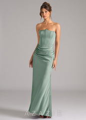 Azazie Debby Agave Mermaid Strapless Stretch Satin Convertible Dress agave
