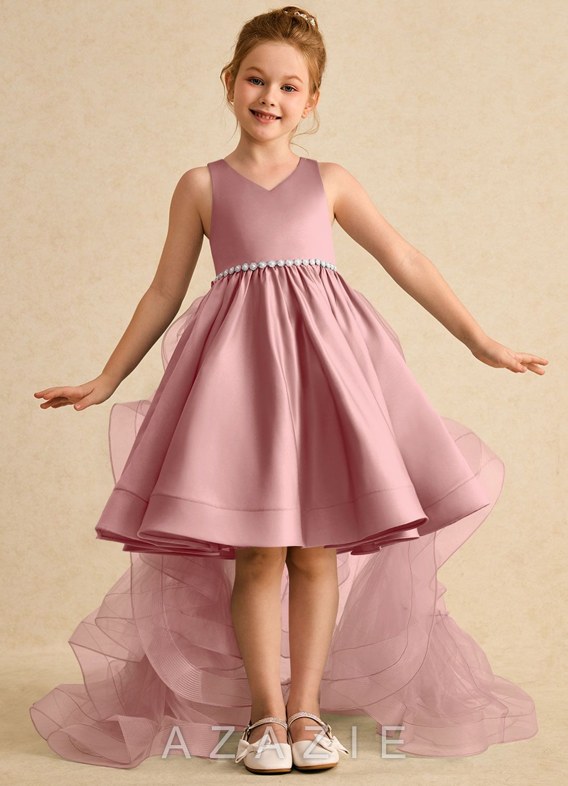 Azazie Julietta Dusty Rose Ball-Gown Convertible Tulle Dress dusty_rose