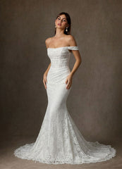 Azazie Idalis Diamond White Mermaid Lace Dress