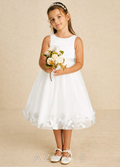 Azazie Dot Ivory A-Line Bow Tulle Dress