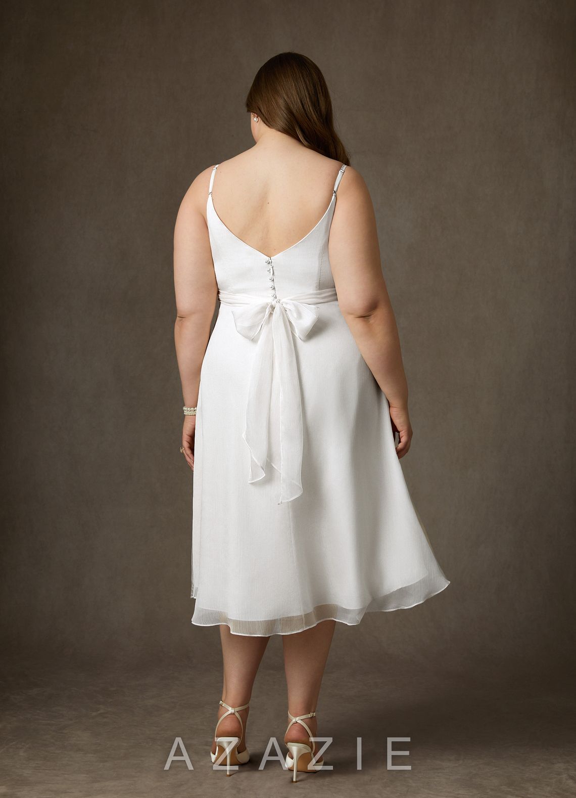 Azazie Kali Wedding Dress Diamond White A-Line V-Neck Pleated Crinkle Chiffon Dr
