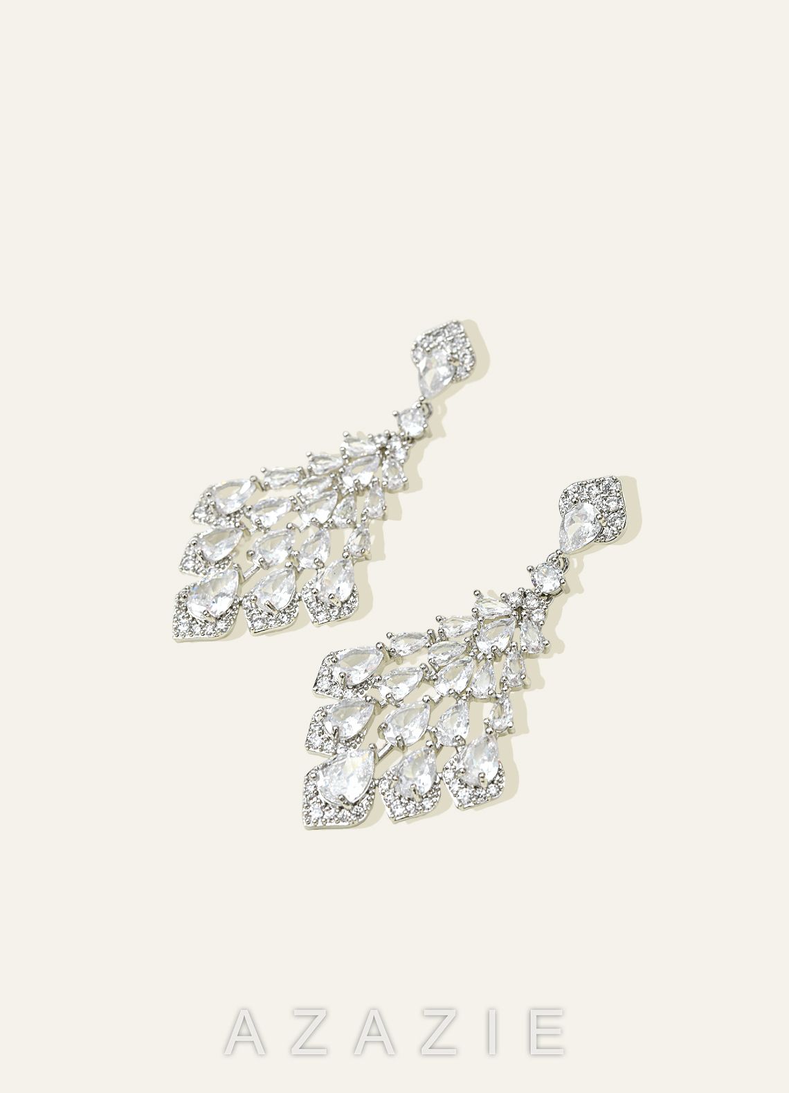 Teardrop CZ Chandelier Earrings  silver