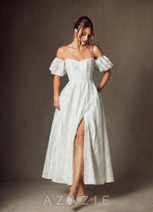 Azazie Clotille Diamond White Ball-Gown Sweetheart Neckline Floral Burnout Jacquard Dress diamond_white