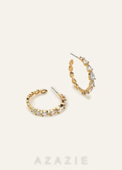 Pear Crystal Embellished Hoop Earrings